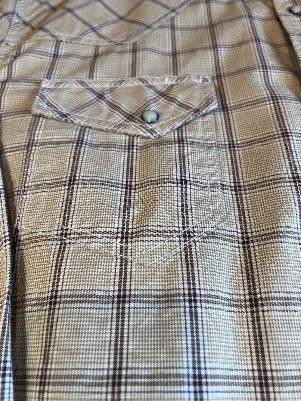 Men's Tan Plaid Pearl Snap Shirt by Blue Ranchwear -Size XXL - Picture 5 of 12